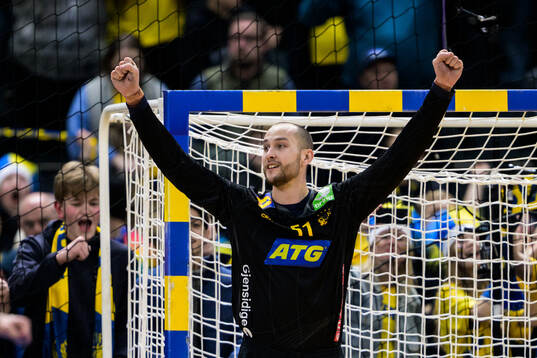 Goalkeeper Fabian Norsten of Sweden celebrates