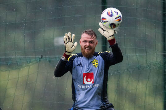 Goalkeeper Viktor Johansson of the Swedish men's national