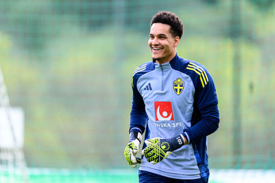 Goalkeeper Oliver Dovin of the Swedish men's national