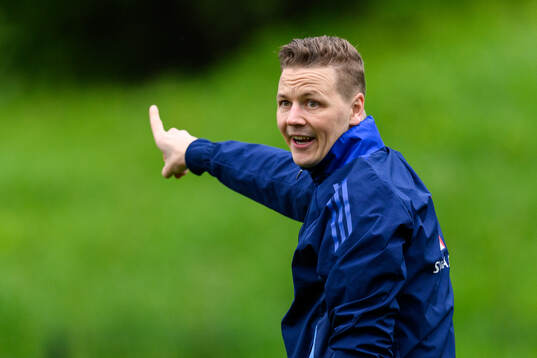 Goalkeeper coach Maths Elfvendal of the Swedish men's