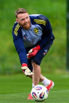 Goalkeeper Viktor Johansson of the Swedish men's national