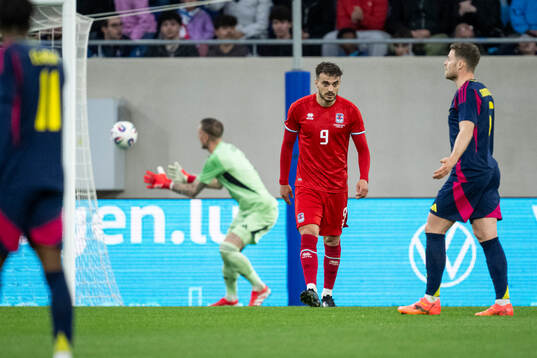 Daniel Sinani of Luxembourg looks dejected