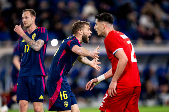 Jesper Karlström of Sweden reacts