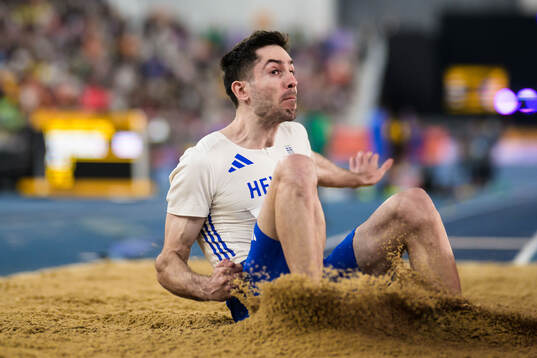 Miltiadis Tentoglou of Greece comeptes in men’s long jump
