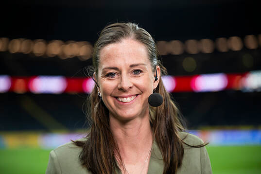 Lotta Schelin of Swedish broadcaster SVT poses for a