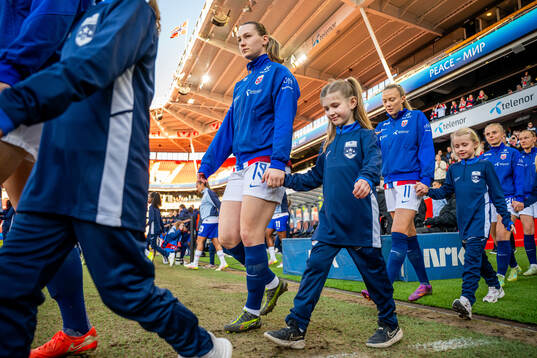 Elisabeth Terland of Norway enters the pitch