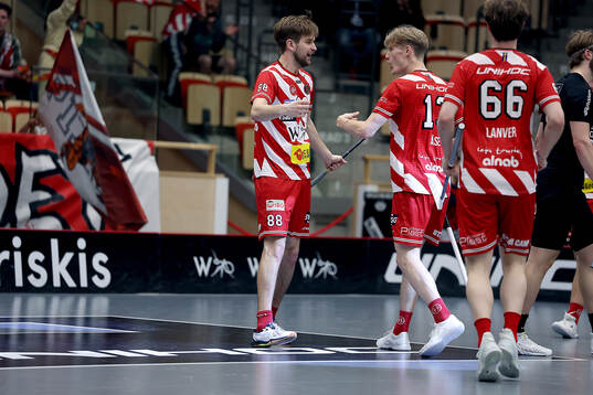 Pixbos Linus Nestorsson och Arvid Äse jublar