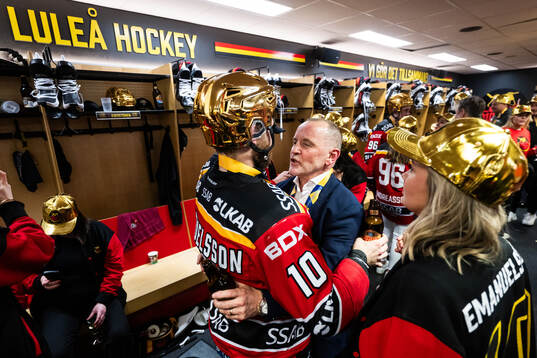Luleås Einar Emanuelsson och tränare Thomas Berglund