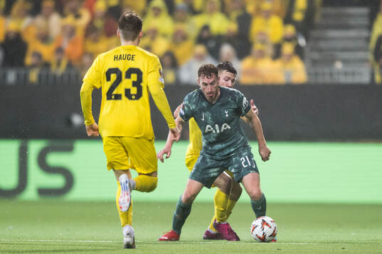 Dejan Kulusevski of Tottenham Hotspur and Fredrik André