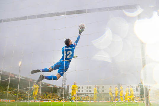 Goalkeeper Nikita Haikin of Bodø/Glimt makes a save