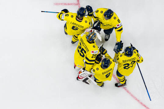 Lucas Raymond, goaltender Jacob Markström, Jonas Brodin,