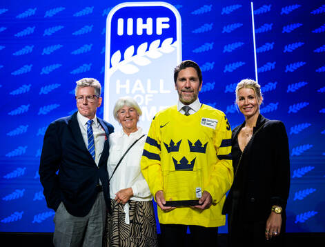 Henrik Lundqvist of Sweden, together with father Peter