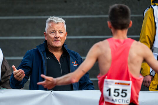 José Carlos Pinto of Portugal with coach Gjert Ingebrigtsen