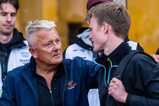 Coach Gjert Ingebrigtsen with Narve Gilje Nordås, of Norway