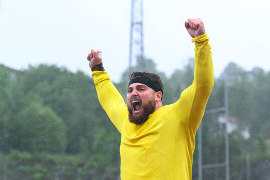 Adrian Piperi of United States celebrates in Men's shot put