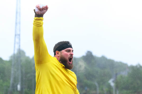 Adrian Piperi of United States celebrates in Men's shot put