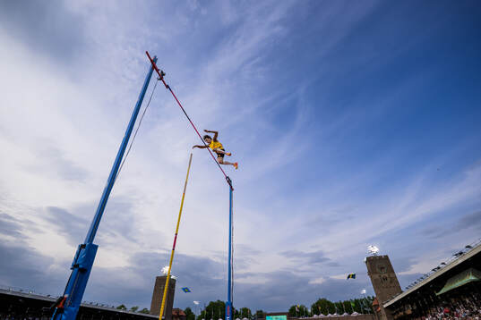 Armand Duplantis of Sweden clears 6,28 meters in the men's