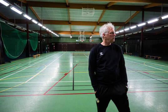 Redbergslids tränare Mikael Franzén i Rosendalshallen