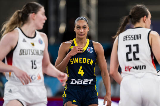 Nathalie Fontaine of Sweden looks dejected