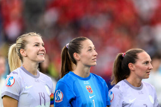 Ada Hegerberg, goalkeeper Cecilie Fiskerstrand and Marit