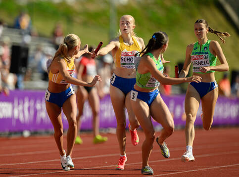 Elna Wester and Ellen Schoug of Sweden compete in women's
