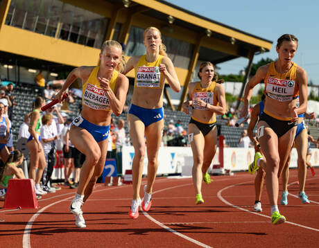 Tilde Bjerager and Moa Granat of Sweden compete in women's