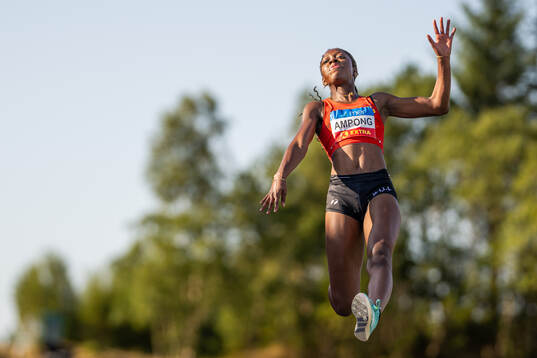 Dorothy Mcmanus Ampong competes in women’s long jump
