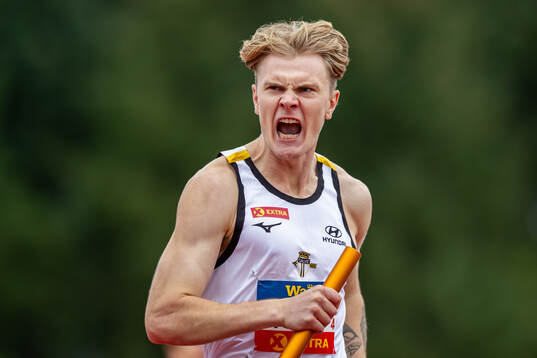 Tobias Grønstad of Tjalve celebrates