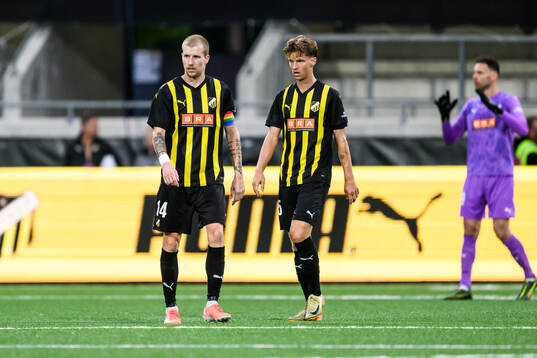 Simon Gustafson and Samuel Leach Holm of Häcken look