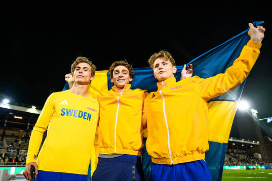 William Asker, Armand Duplantis and Axel Rogö of Sweden