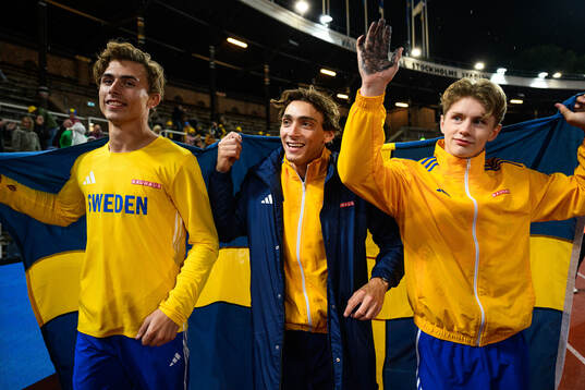 William Asker, Armand Duplantis and Axel Rogö of Sweden
