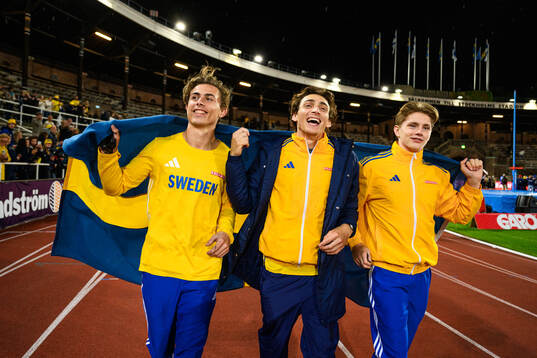 William Asker, Armand Duplantis and Axel Rogö of Sweden