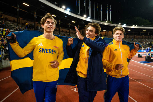 William Asker, Armand Duplantis and Axel Rogö of Sweden
