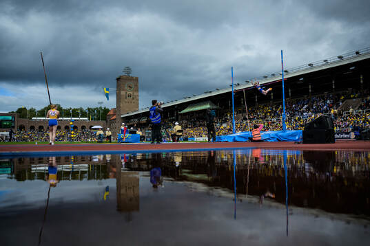 Kajsa Roth of Sweden sees Wilma Murto of Finland compete in