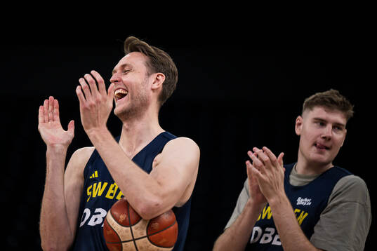 Nicholas Spires and Simon Birgander of Sweden at a practice