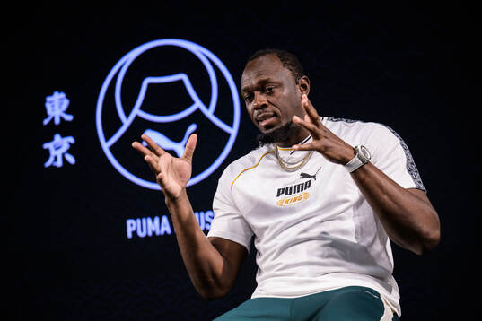 Former Jamaican athlete Usain Bolt at a press conference