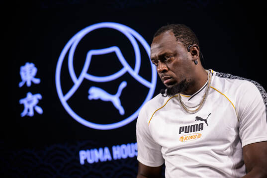 Former Jamaican athlete Usain Bolt at a press conference