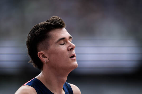 Jakob Asserson Ingebrigtsen of Norway looks dejected