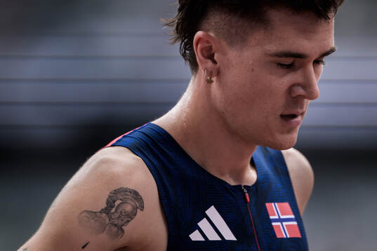 Jakob Asserson Ingebrigtsen of Norway looks dejected