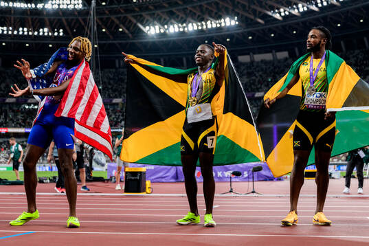 Noah Lyles of USA, Oblique Seville of Jamaica and Kishane