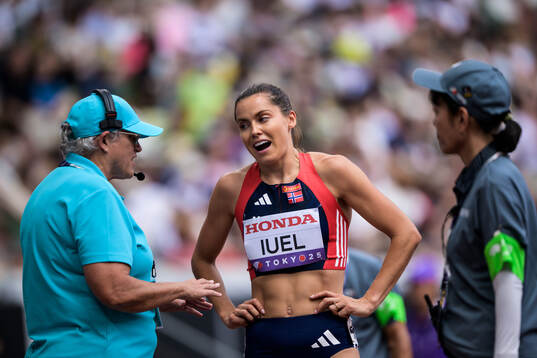 Amalie Iuel of Norway talking to an official