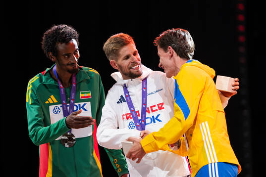 Yomif Kejelcha of Ethiopia, Jimmy Gressier of France and