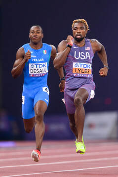 Eseosa Fostine Desalu of Italy and Noah Lyles of USA