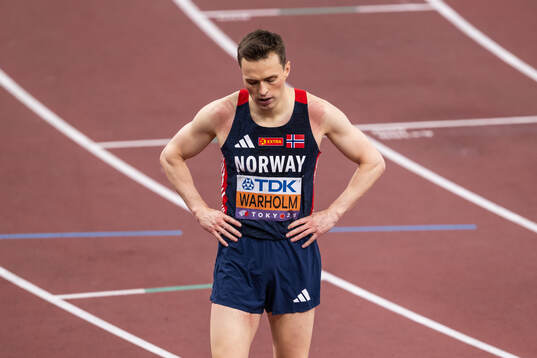 Karsten Warholm of Norway looks dejected