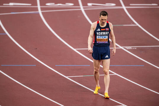 Karsten Warholm of Norway looks dejected