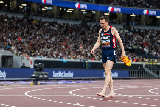 Karsten Warholm of Norway looks dejected