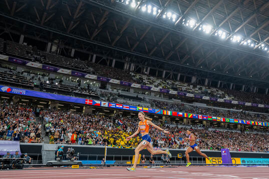 Femke Bol of Netherlands competes to win women's 400 meters