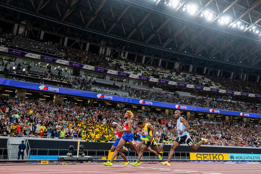 Noah Lyles of USA competes to win men's 200 meters final
