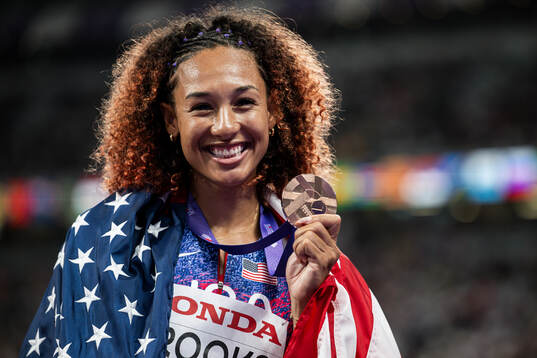 Taliyah Brooks of USA celebrates