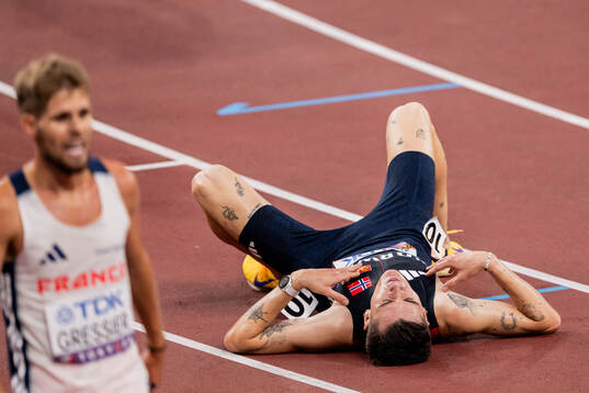 Jakob Asserson Ingebrigtsen of Norway looks dejected